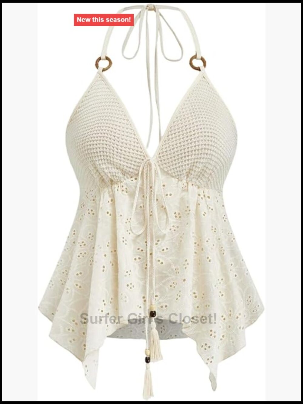 Plus Size Halter Tie Backless Boho Peplum Top Eyelet Embroidery Sleeveless